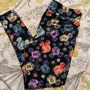 Womens Black Multi-Color Mickey Mouse Print Leggings